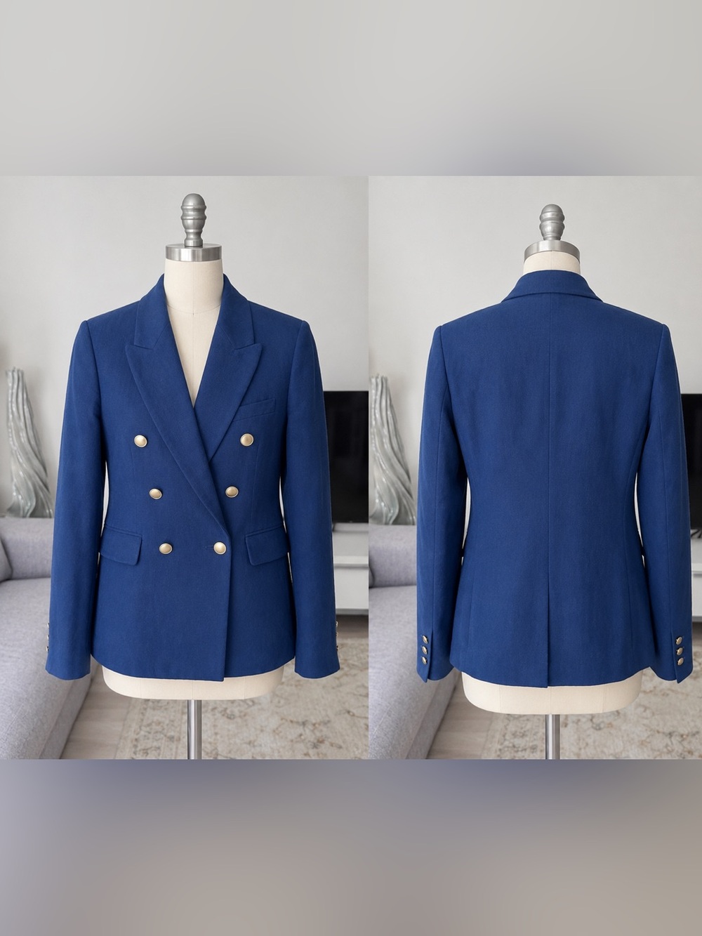 Nili Lotan Henry Cobalt Blue Linen Silk Blazer Jacket Size 0 Made in USA NWOT